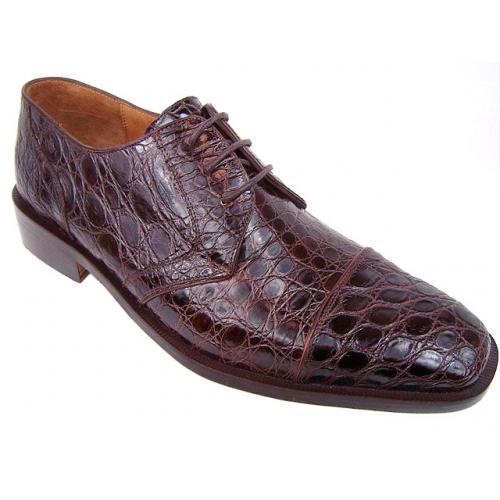 DiStefano Brown Genuine Crocodile Flanks Shoes